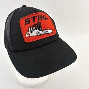 Stihl Chainsaw Patch Trucker Hat Black Snapback Foam Cap (W9)